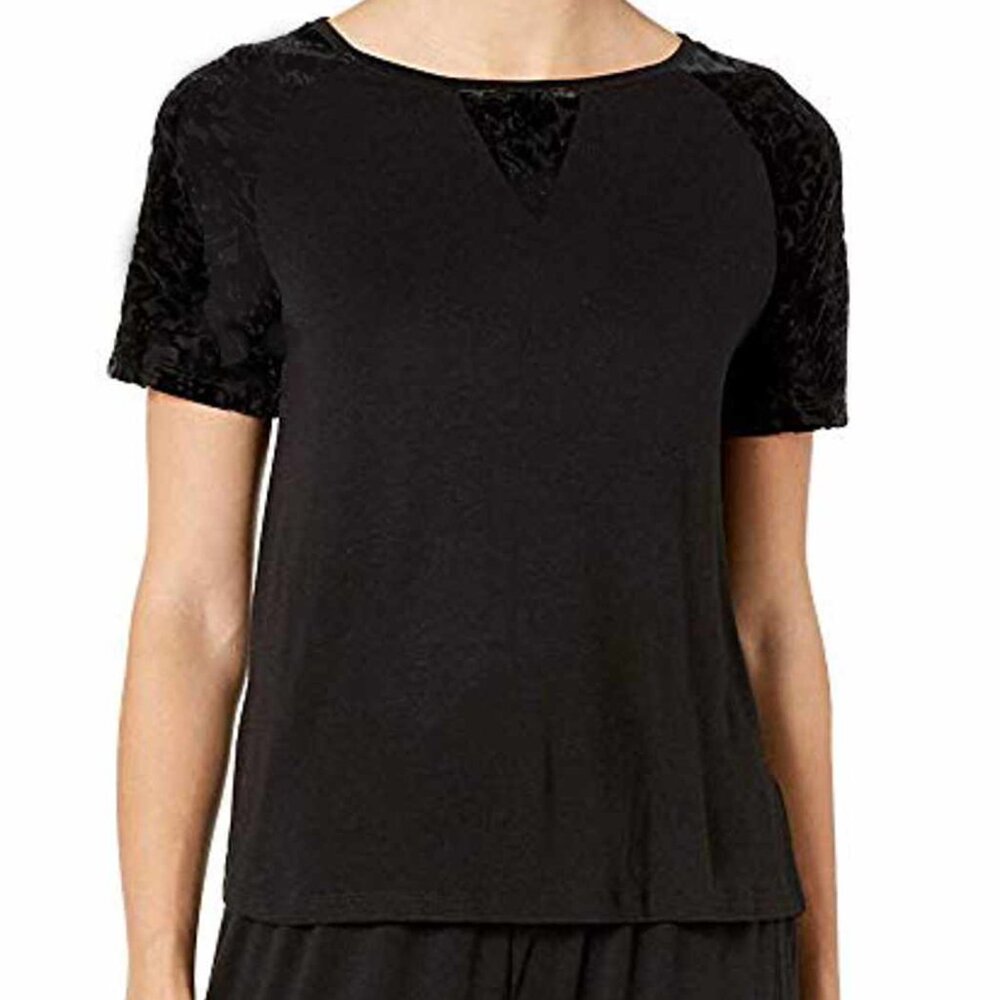 Flora Nikrooz Womens Velvet Burnout Short Sleeve Pajama Top Only 1-Piece